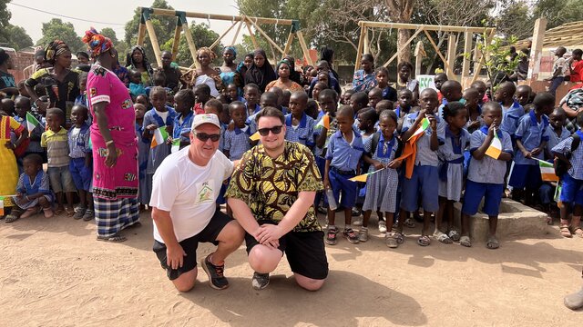 Pat Larkin and his son Chris, both from Dunmow, helped build a school in the Gambia - Credit- Chris Larkin