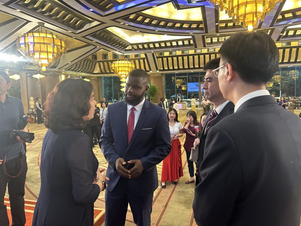 Hua Chunying Assist Foeign Minister Talibeh Hydara Gambian journalist Yu Lei director of CIPCC Wu Hailong president of CPDA at closing ceremony of CIPCC
