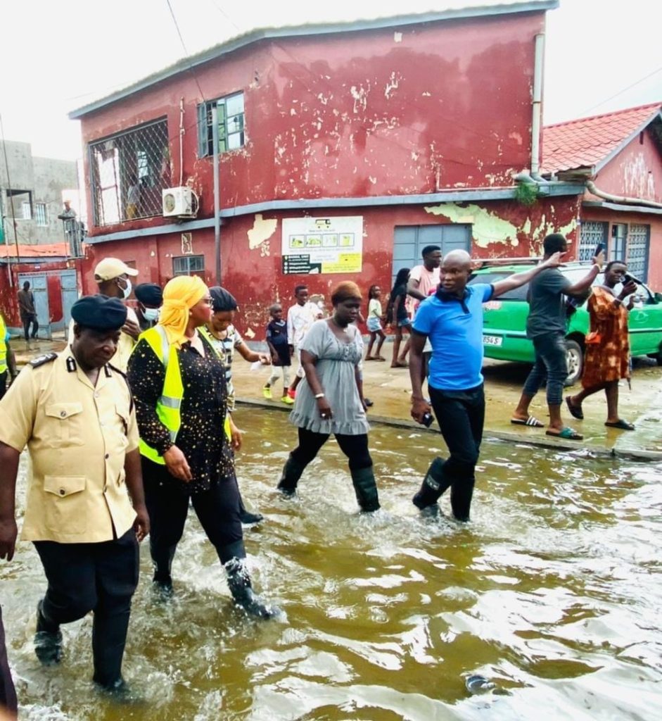 Banjul mayor Rohey Lowe assesses damages in the capital after July 2022 floods