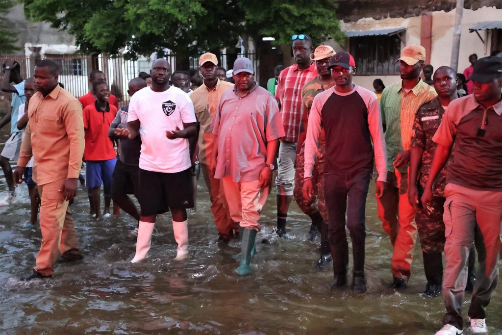President Barrow on visit to flood affected areas in Banjul
