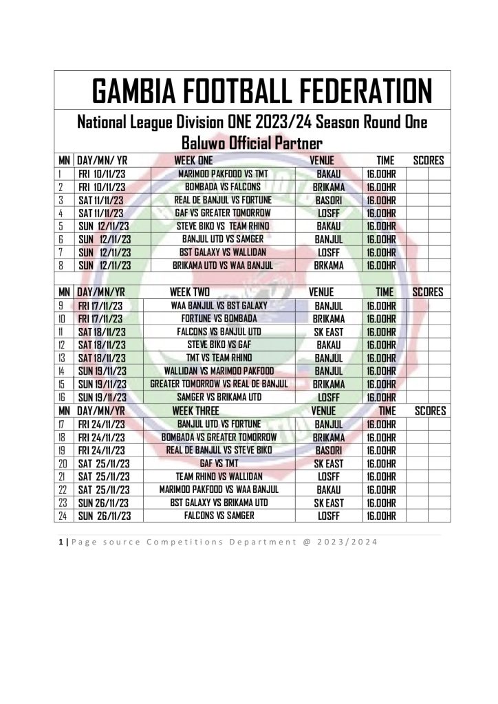 FINAL DIVISION 1 FIXTURE M