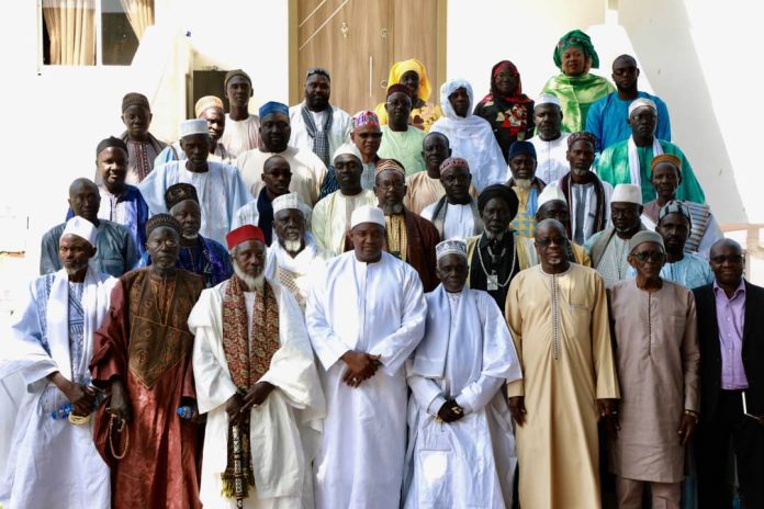 Medina Serign Mass caliph on a visit to President Barrow at State House