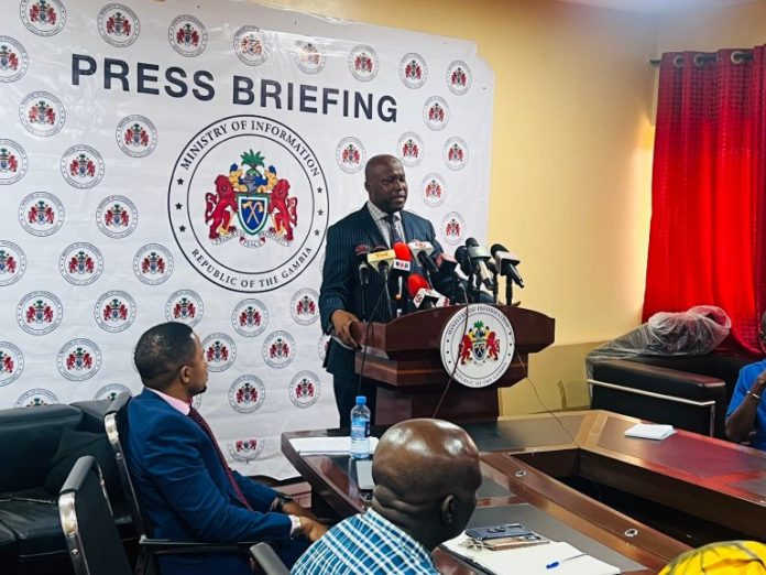 Yankuba Saidy, a former permanent secretary at the Ministry of Information, now working at The Gambia Prison Services. Picture taken by the information ministry at a press conference held in 2024