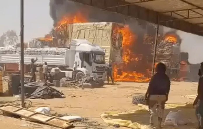 trucks ablaze